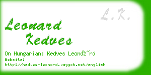 leonard kedves business card